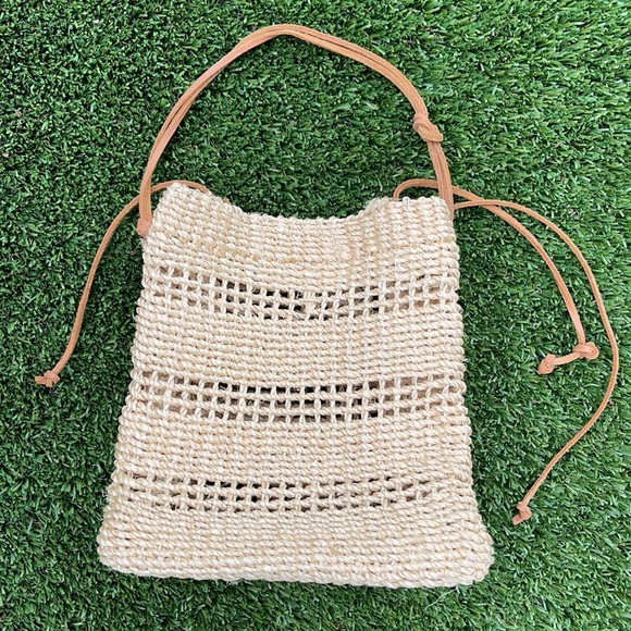 Handbags - Vintage Rattan, Natural Woven Tote with Adjustable Leather Straps